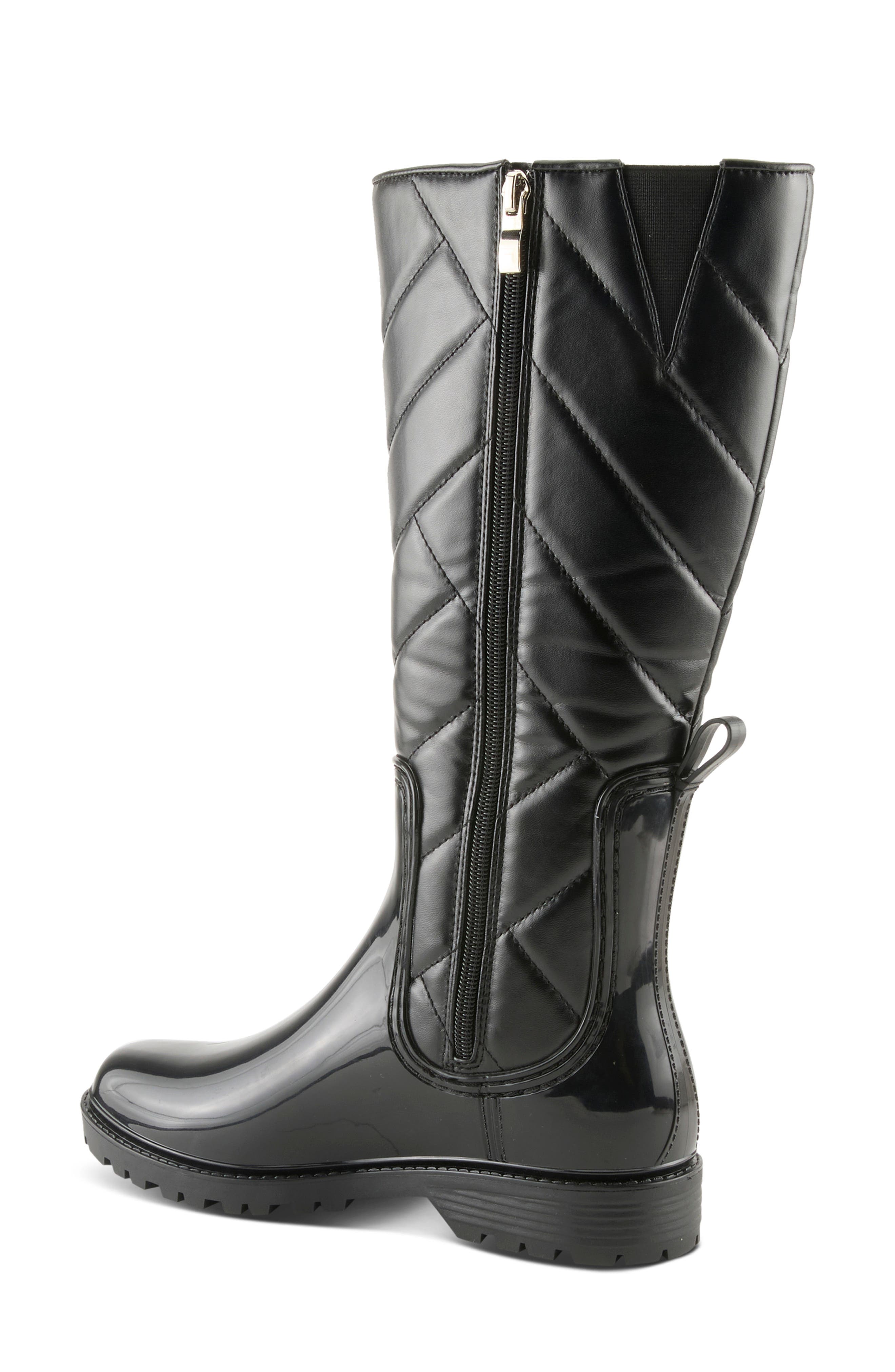 Spring Step Maiza Waterproof Quilted Rain Boot, Alternate, color, Black