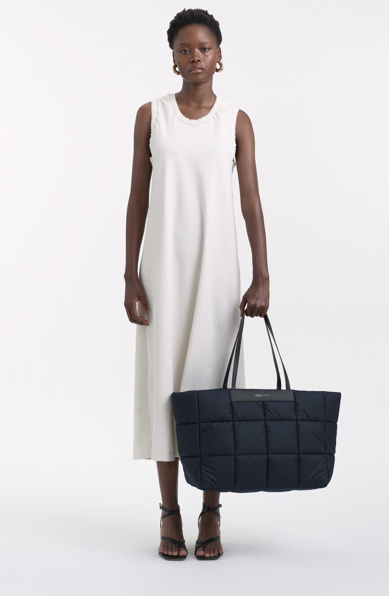 VeeCollective Large Porter Marché Quilted Recycled Nylon Tote, Alternate, color, Dark Navy Blue