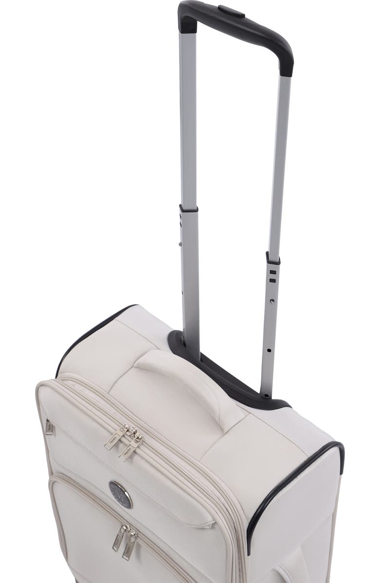 MARTHA STEWART 22" Softside Carry-On Luggage - Expandable Spinner with 8 Wheels & Front Zip Pockets, Alternate, color, Light Grey