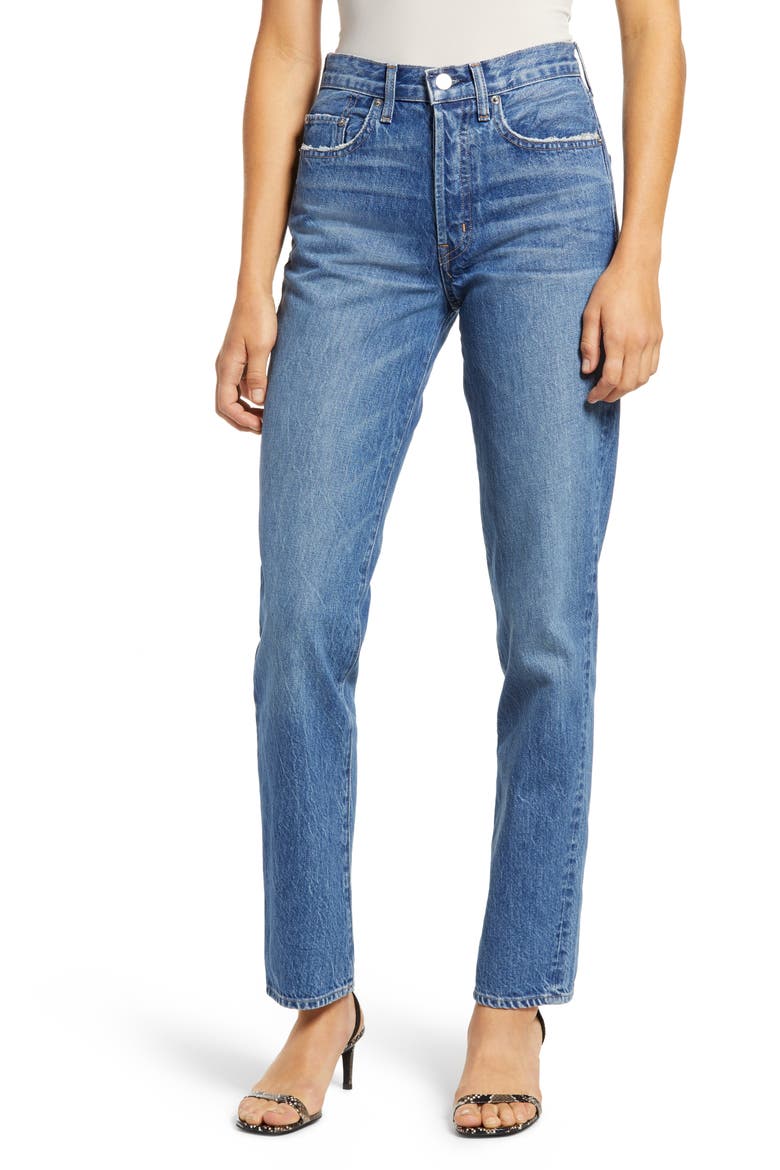 Cai High Waist Straight Leg Jeans, Main, color, LUMINEER