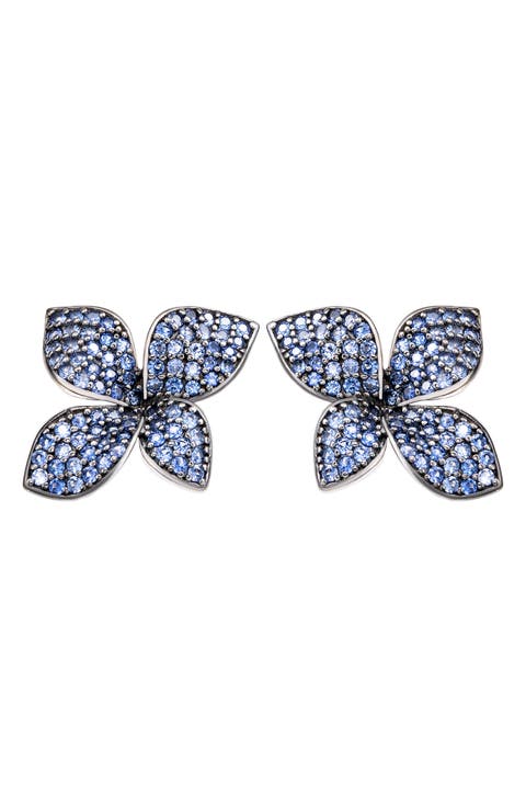 Sapphire Flower Stud Earrings