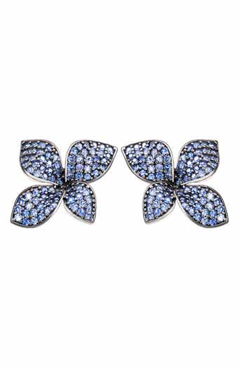 SUZY LEVIAN Sapphire Flower Stud Earrings