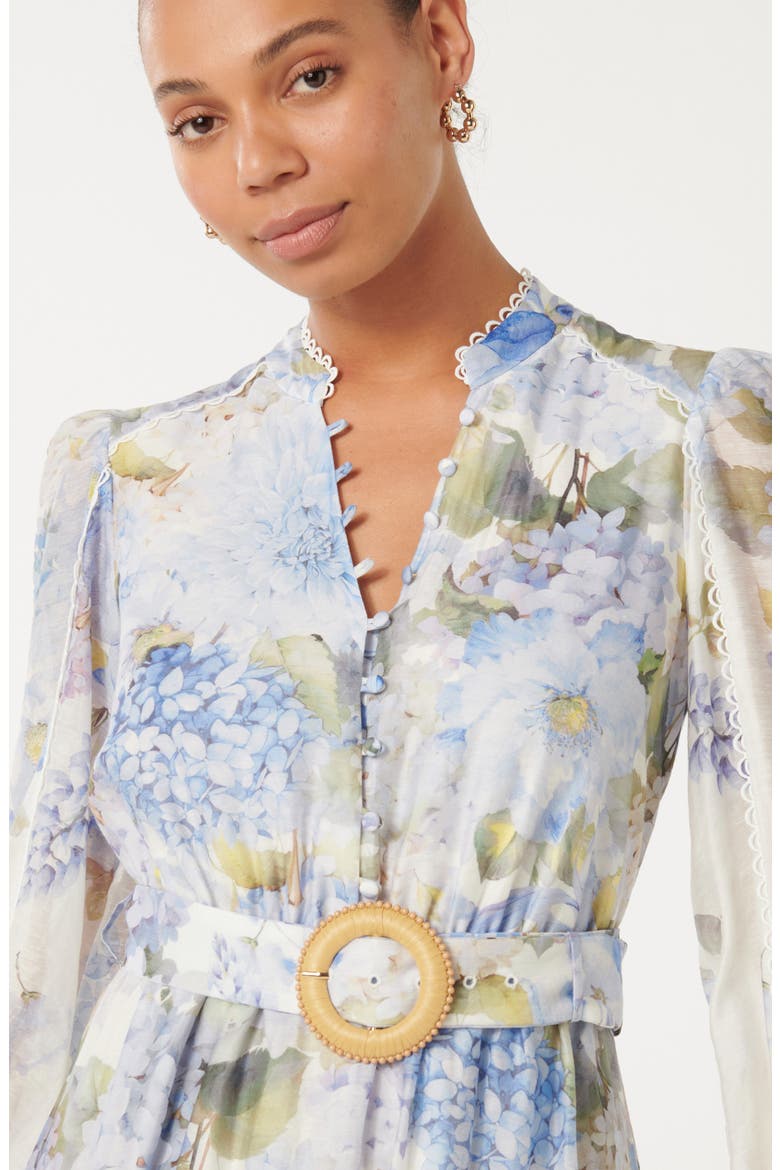 Peyton Belted Long Sleeve Button Front Maxi Dress, Alternate, color, BLUE WARRANTINA