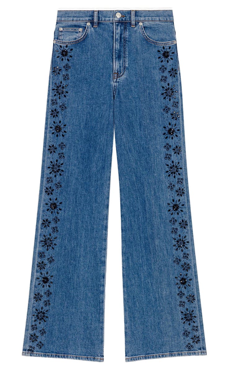 maje Embroidered jeans with rhinestones, Alternate, color, 