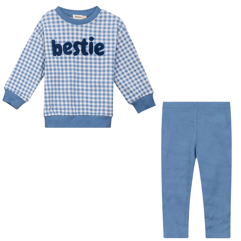 Checkered Mini Bestie Long Sleeve Top and Leggings Set