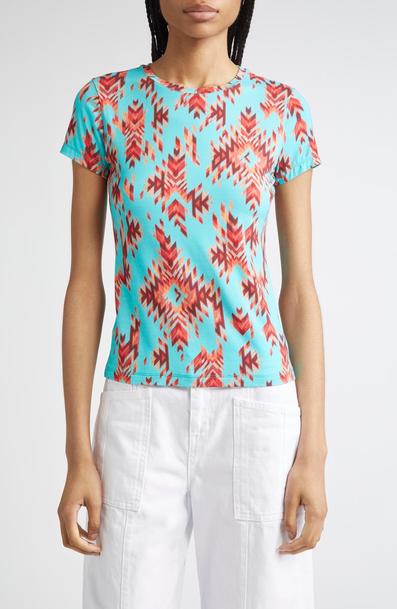 L'AGENCE Ressi Ganado Print T-Shirt, Main, color, Pool Blue Mt Ganado Print