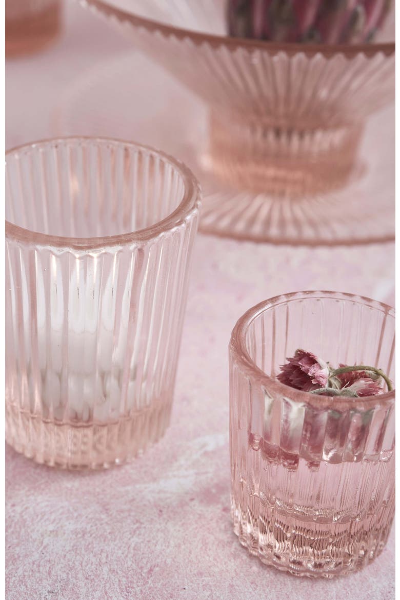 Pressed Pink Juice Glasses - Set of 4, Alternate, color, Clear
