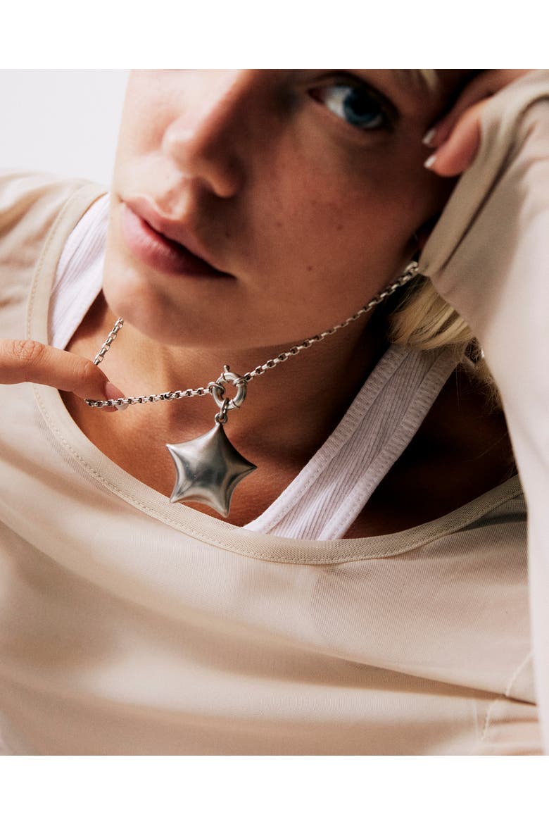 Puffed Star Necklace, Alternate, color, Silver