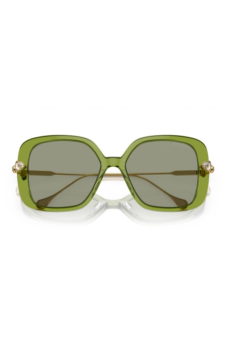 55mm Square Sunglasses, Alternate, color, TRASPARENT GREEN / GREEN