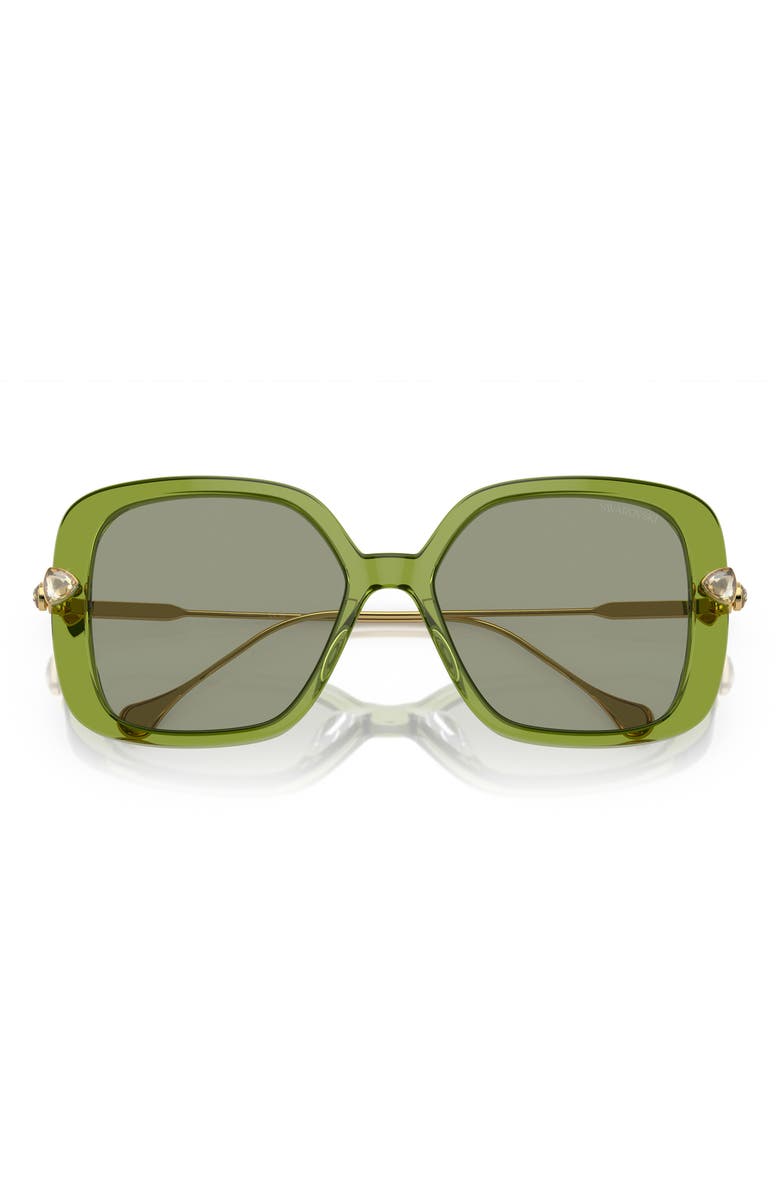 Swarovski 55mm Square Sunglasses, Alternate, color, Transparent Green / Green