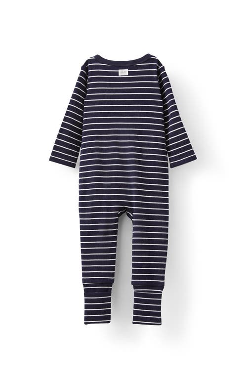 Cotton On Kids The Billie Long Sleeve Rib Romper In Navy Ink Vanilla Riley