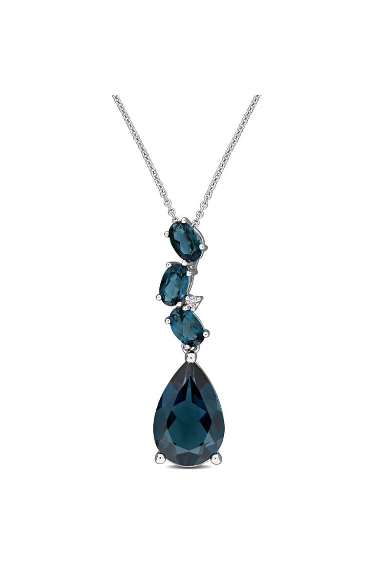 Blue Topaz & Diamond Drop Necklace 10k, Main, color, Blue Topaz