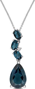 Julianna B. Blue Topaz & Diamond Drop Necklace 10k