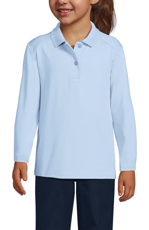 School Uniform Girls Long Sleeve Feminine Fit Rapid Dry Polo Shirt