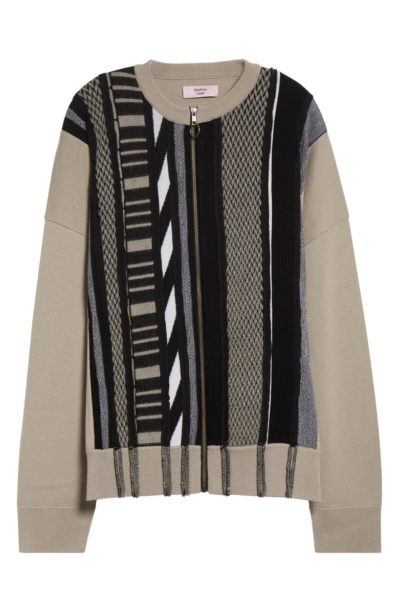 Martine Rose Multi Stripe Wool Zip Cardigan, Alternate, color, Beiblk