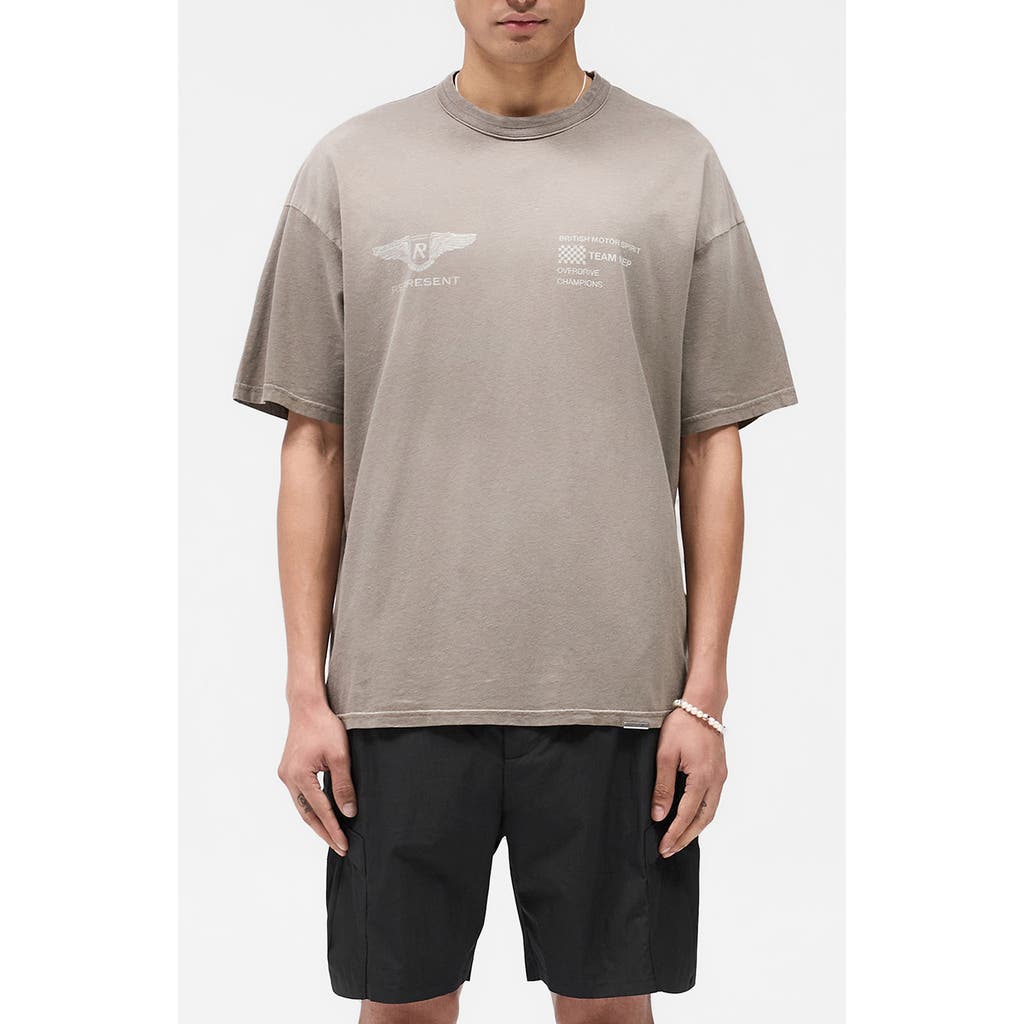 Represent Team Oversized Fit Graphic Logo Tee In Dark Taupe