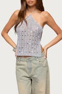 EDIKTED Thaly Backless Sequin Crochet Top