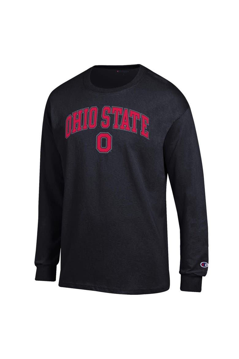 Men's Champion  Black Ohio State Buckeyes Arch Over Logo Long Sleeve T-Shirt, Alternate, color, Black
