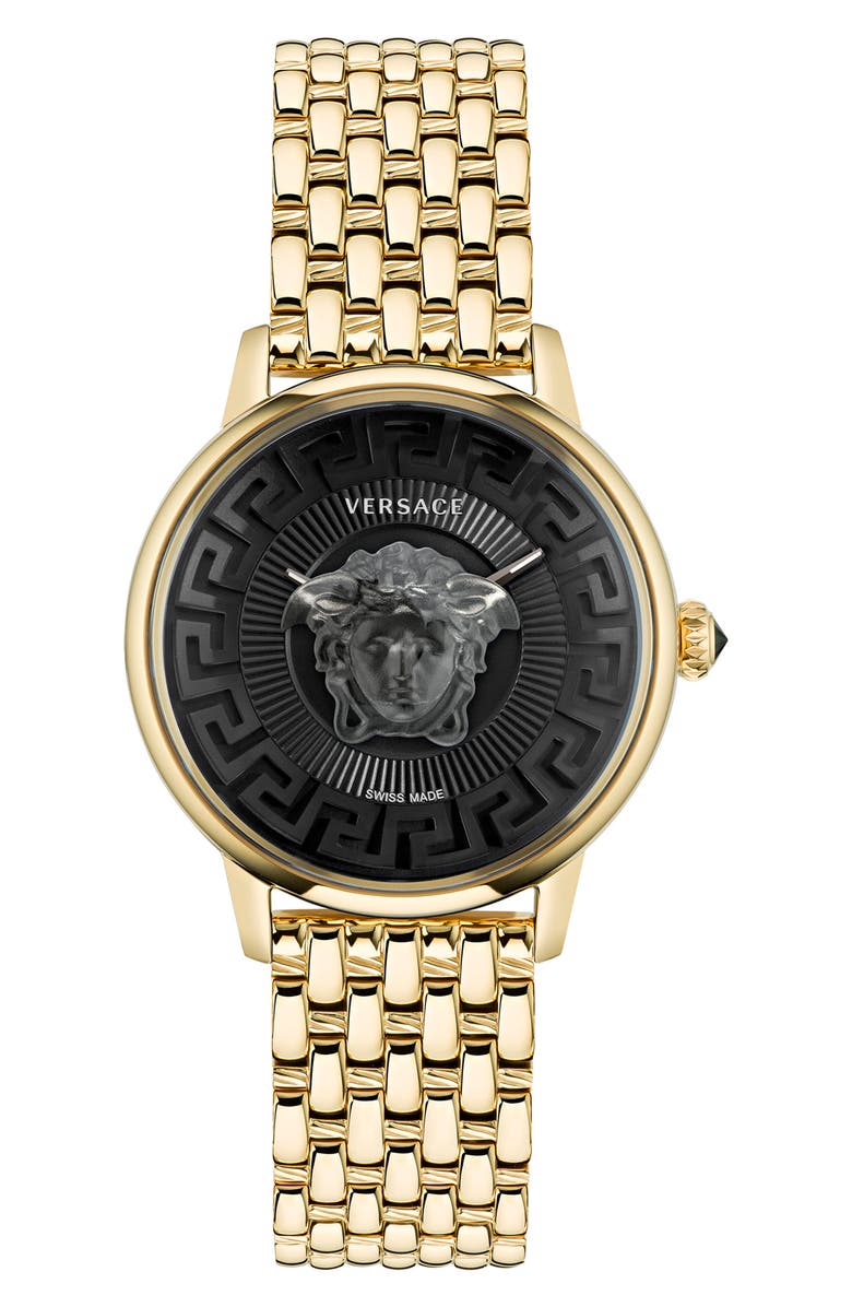 Versace Medusa Alchemy Bracelet Watch, 38mm, Main, color, Ip Yellow Gold
