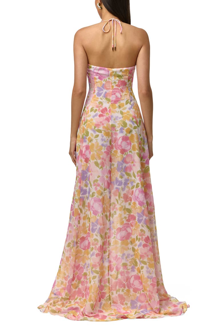 Floral Chiffon Halter High-Low Dress, Alternate, color, BLUSH BLOOM