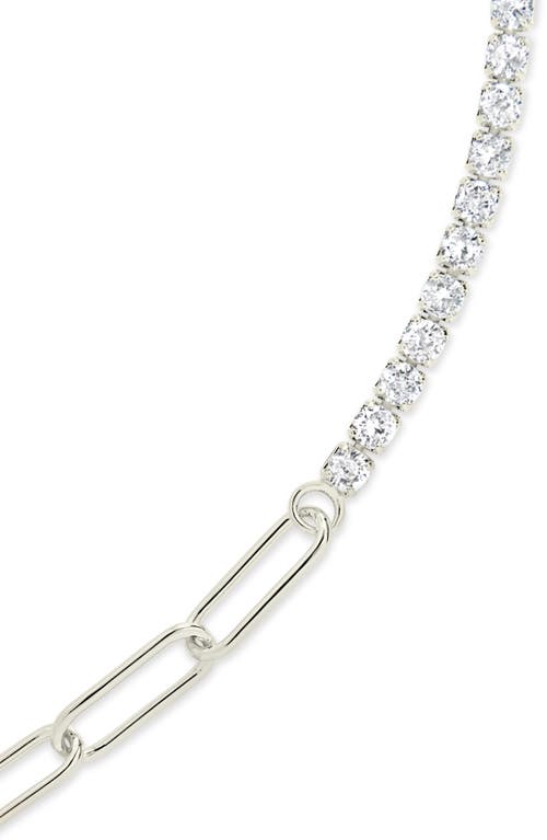 Sterling Forever Pave Cz Paperclip Chain Bracelet In Silver