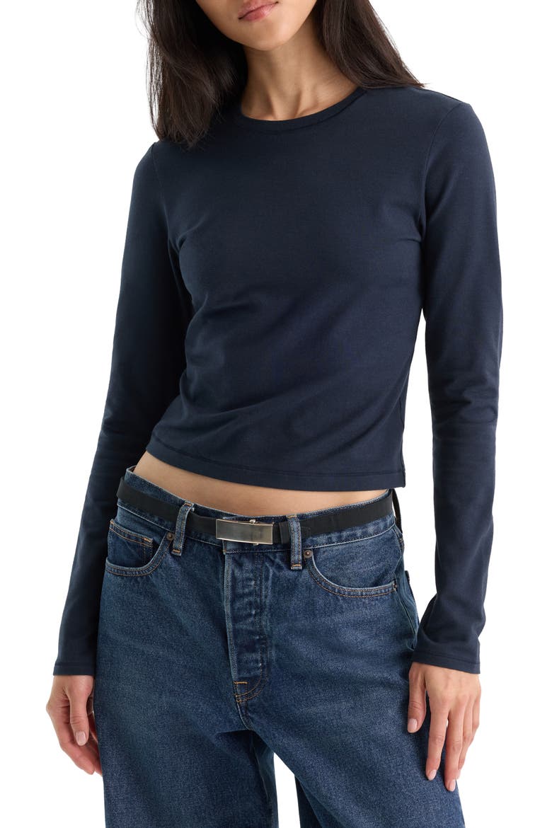 The Long Sleeve Baby Tee, Main, color, NEW NAVY002