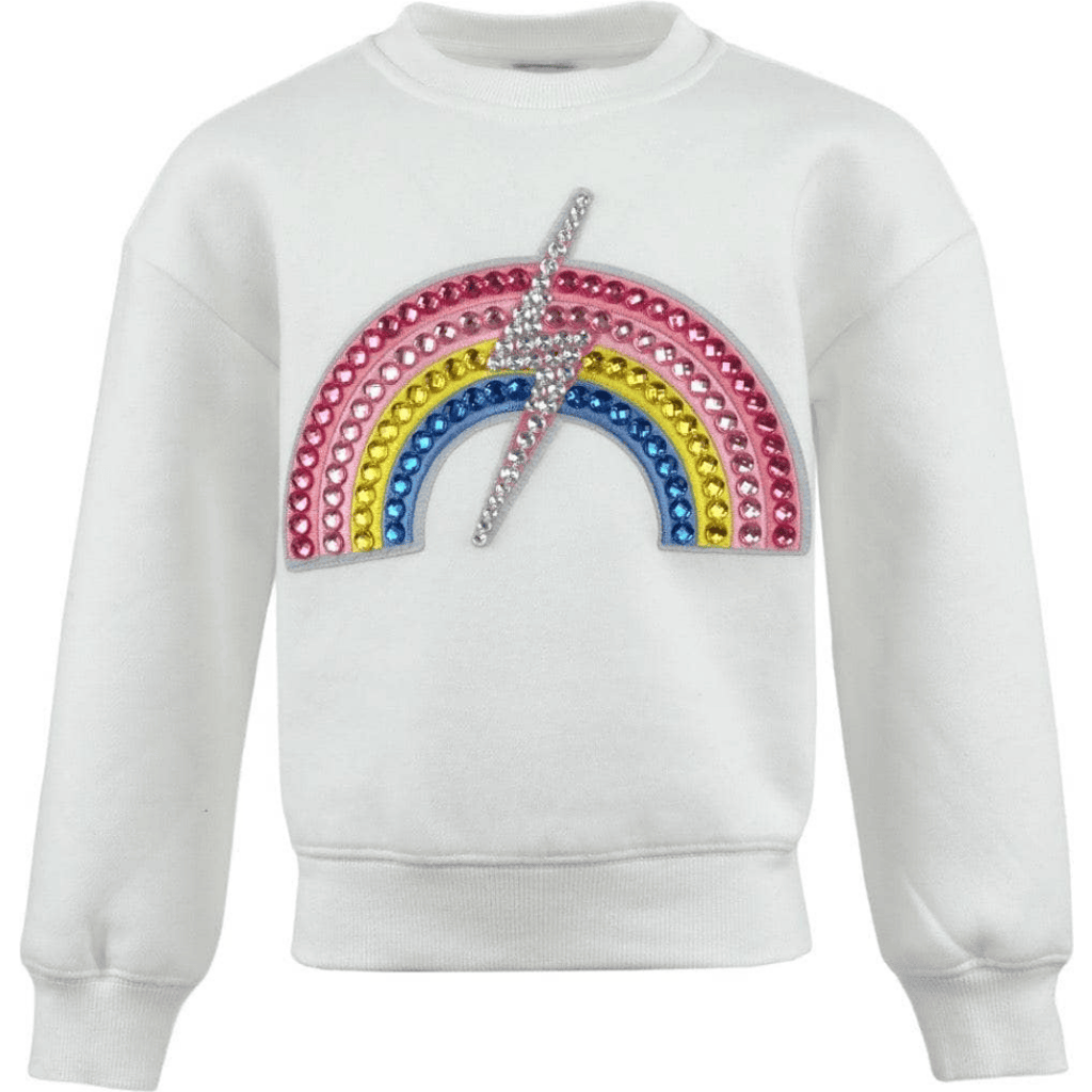 Lola + The Boys Gems Rainbow Flash Sweatshirt In White