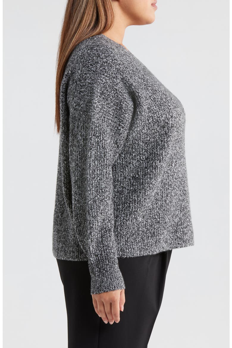 Crewneck Sweater, Alternate, color, BLACK- IVORY MARL