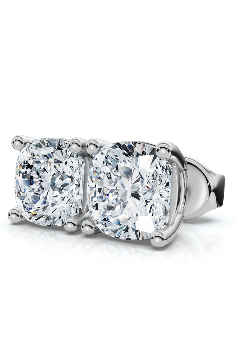 2Ct TW Cushion Diamond Studs 14k Gold Lab Grown, Alternate, color, 14k White Gold