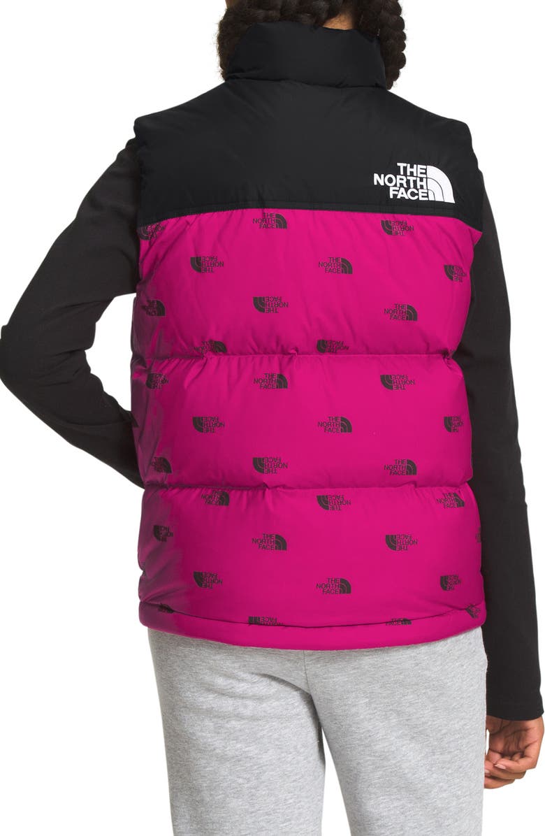 The North Face Kids' 1996 Retro Nuptse<sup>®</sup> 700 Fill Power Down Vest, Alternate, color, Fuschia Pink Tossed Around