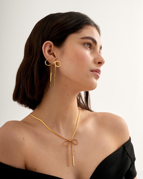 Katie Loxton Amelie Waterproof Gold Bow Oversized Earrings In Gold