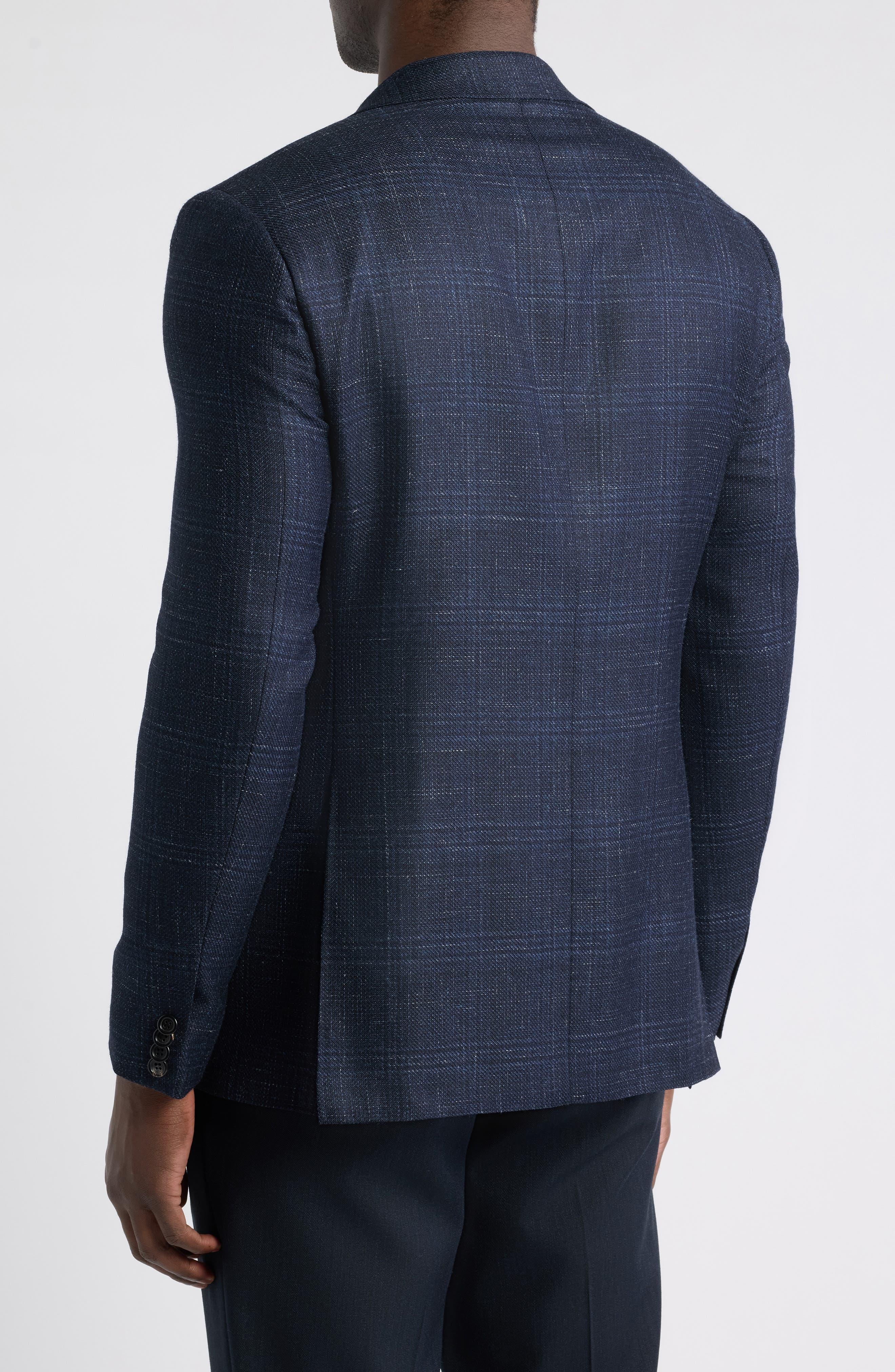 Canali Kei Trim Fit Shadow Plaid Wool, Silk & Linen Sport Coat (Men ...