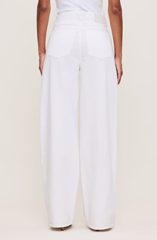 Dl1961 Isabel Pleated Mid Rise Wide Leg Cotton & Linen Jeans In White Vintage
