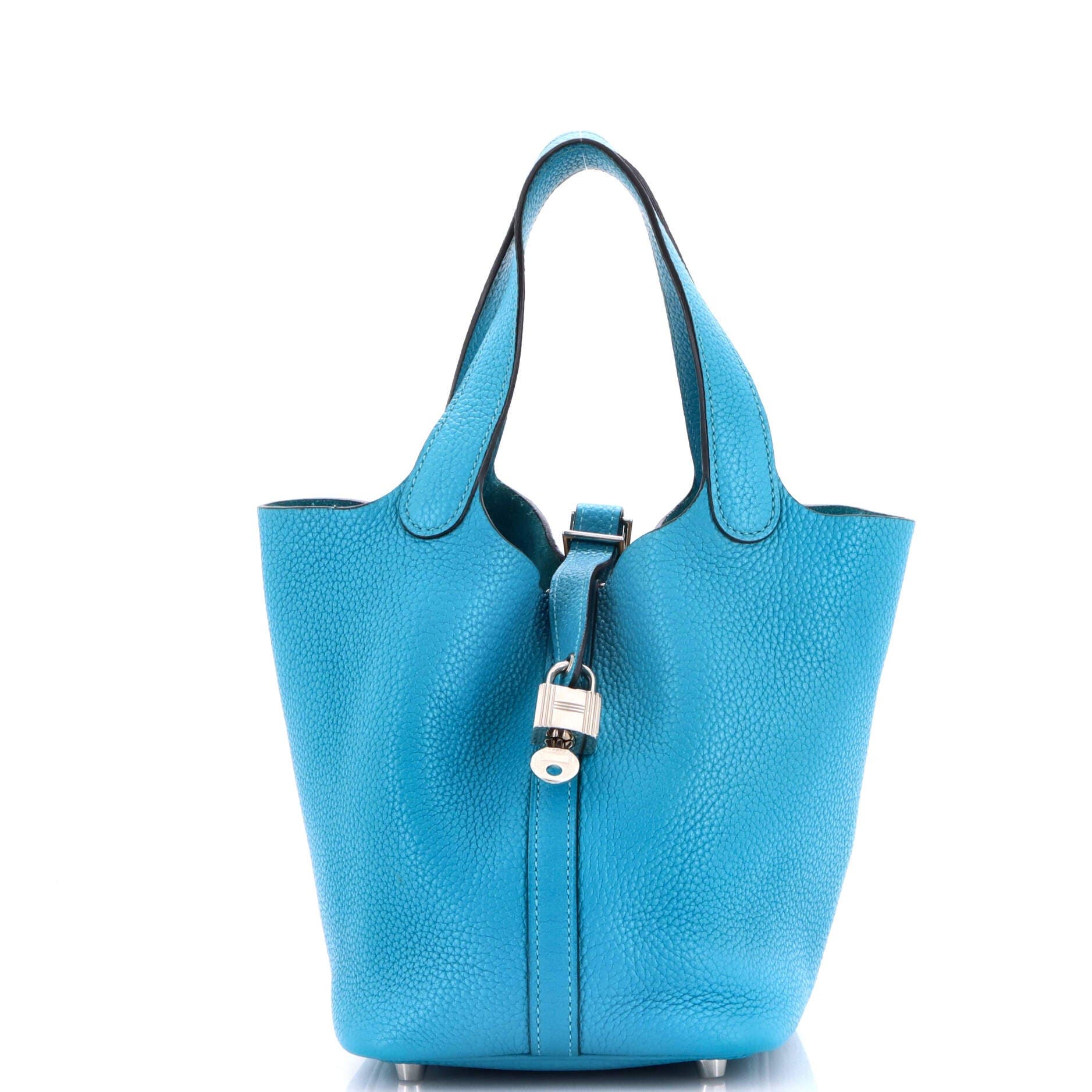 Pre-Owned Hermes Picotin Lock Bag Clemence PM, Main, color, Turquoise