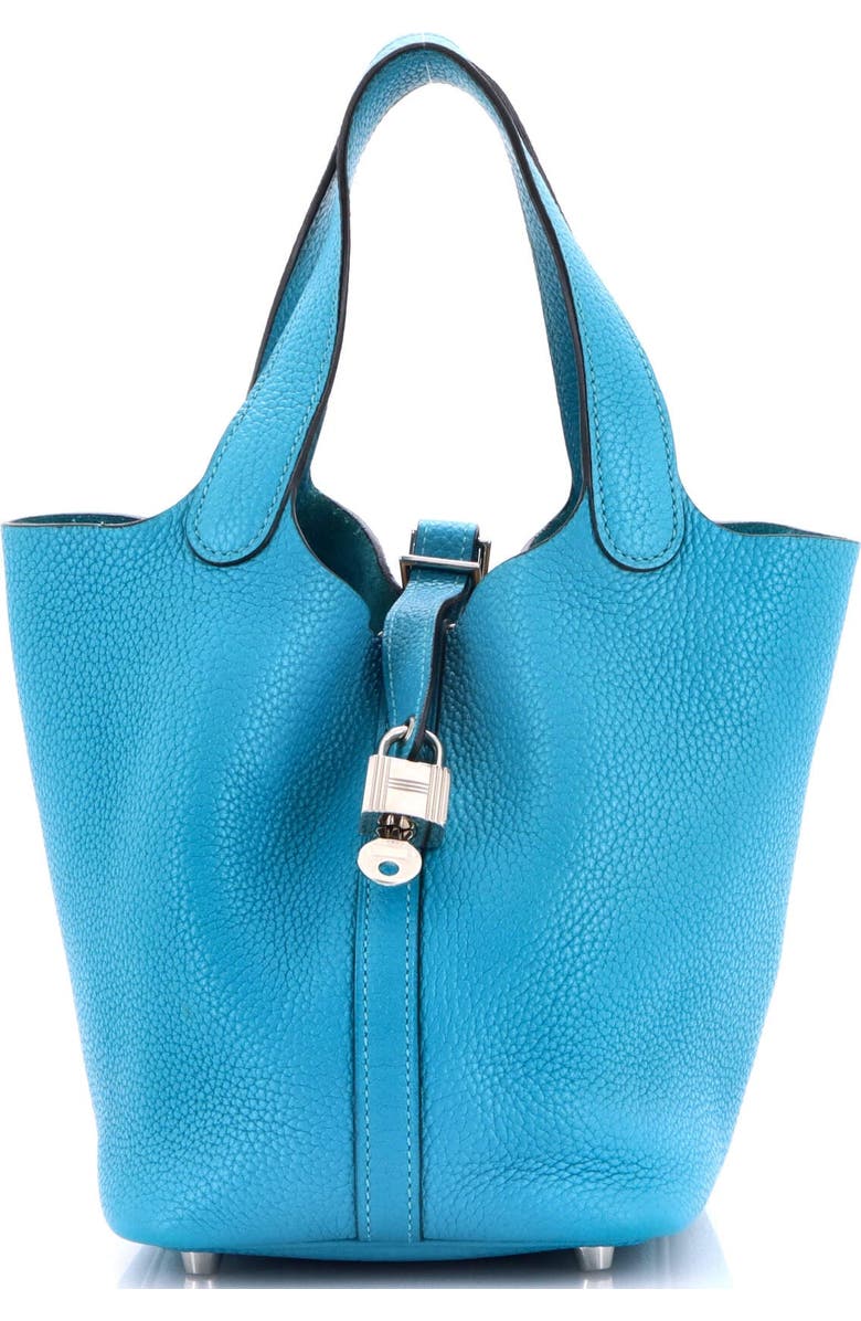 Pre-Owned Hermes Picotin Lock Bag Clemence PM, Main, color, Turquoise