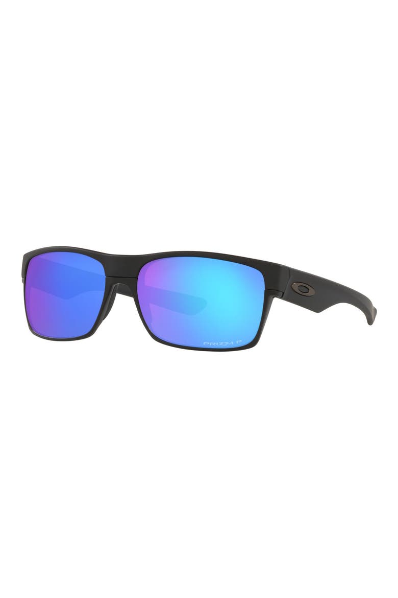 60mm Polarized Square Sunglasses, Alternate, color, MATTE BLACK/ PRIZM SAPPHIRE