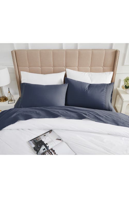 Southshore Fine Linens Premium Collection Pleated Extra Deep Pocket Sheet Set In Dark Blue