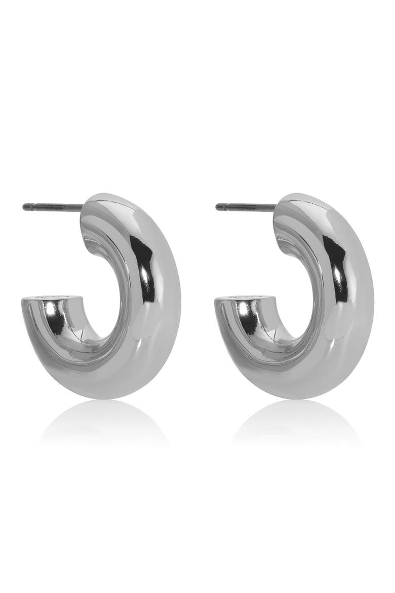 Mini Thick Classic Hoops, Alternate, color, RHODIUM