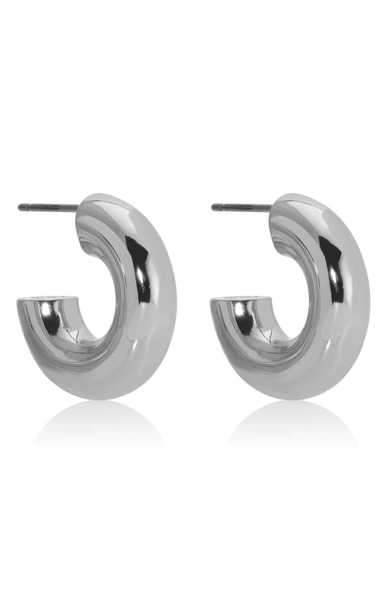 Ettika Mini Thick Classic Hoops, Alternate, color, Rhodium