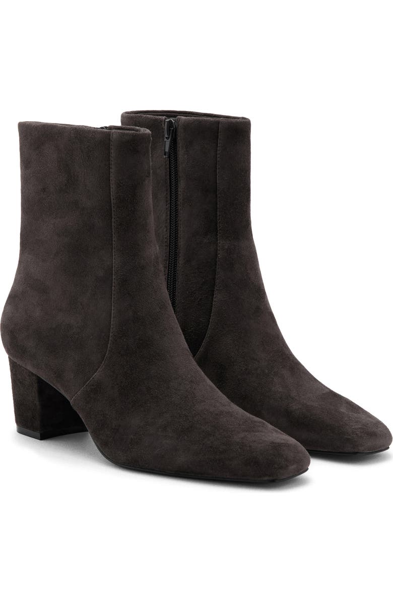 MANGO Suede Block Heel Ankle Boot, Main, color, Dark Heather Grey