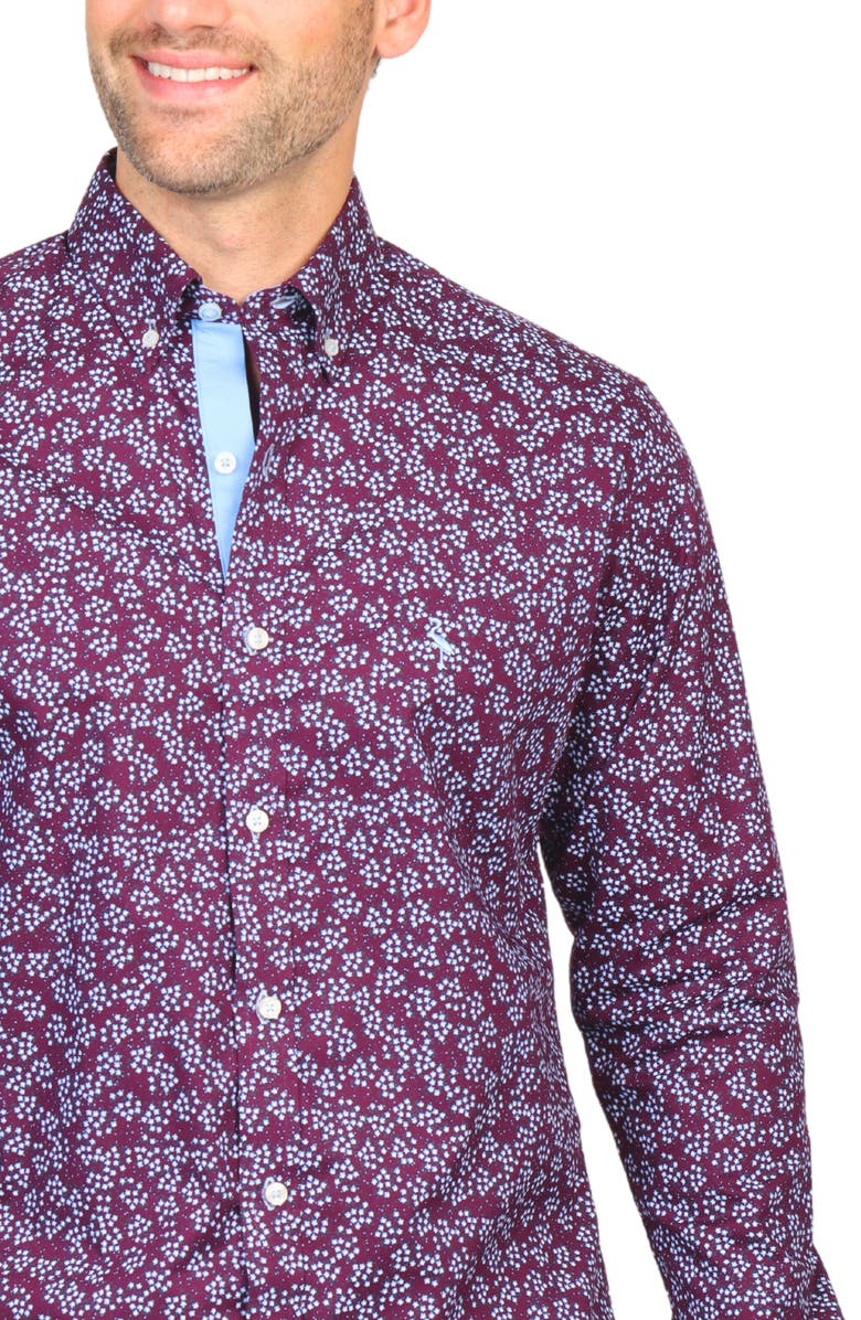 TailorByrd Ditsy Floral Print Stretch Button-Down Shirt, Alternate, color, 