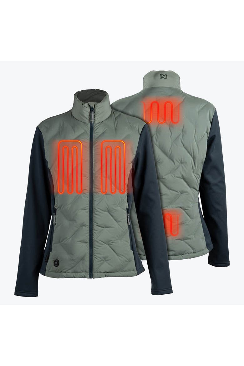 Aria Natural Down Hybrid Heated Jacket, Alternate, color, Sage/Olive