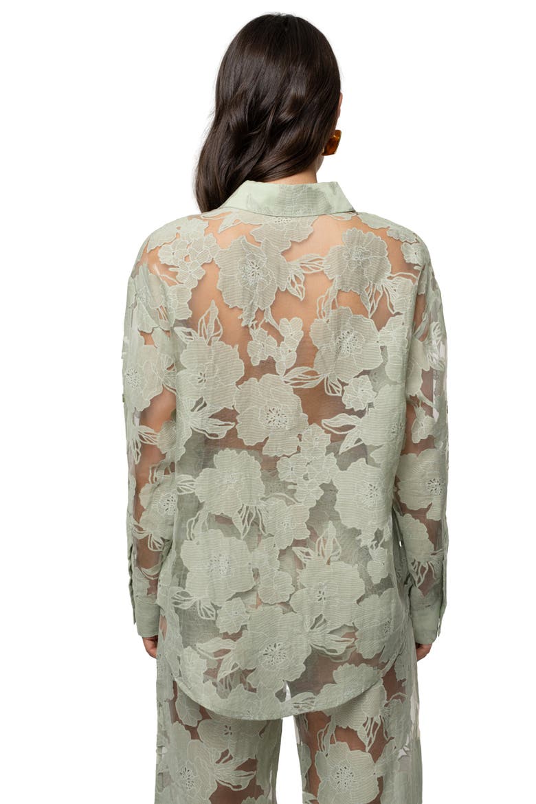 Organza Floral Blouse, Alternate, color, Sage