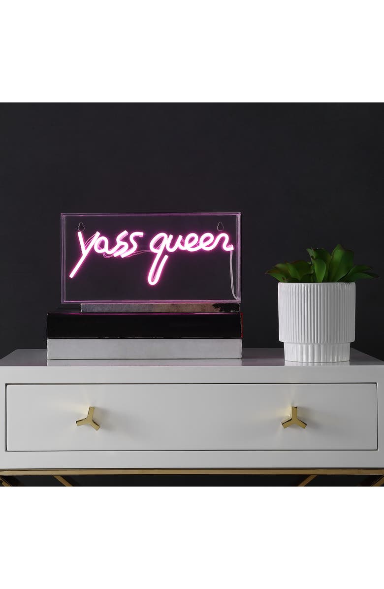 JONATHAN Y Yass Contemporary Glam Acrylic Box USB Operated LED Neon Light, Alternate, color, Pink