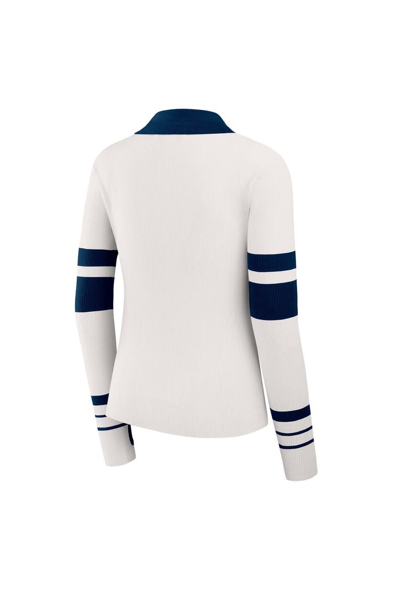 Women's WEAR by Erin Andrews White Dallas Cowboys Ribbed Henley Polo Sweater, Alternate, color, White