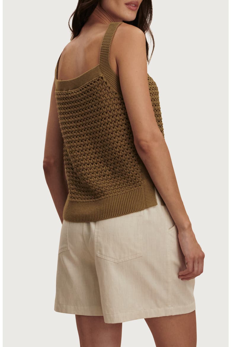 Ebden Square Neck Cotton Pointelle Tank, Alternate, color, GOLDEN OLIVE