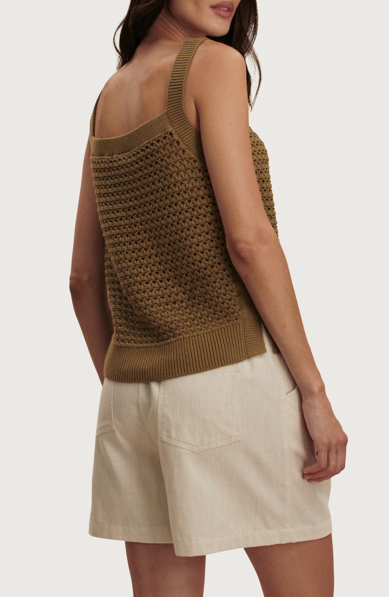 Varley Ebden Square Neck Cotton Pointelle Tank, Alternate, color, Golden Olive