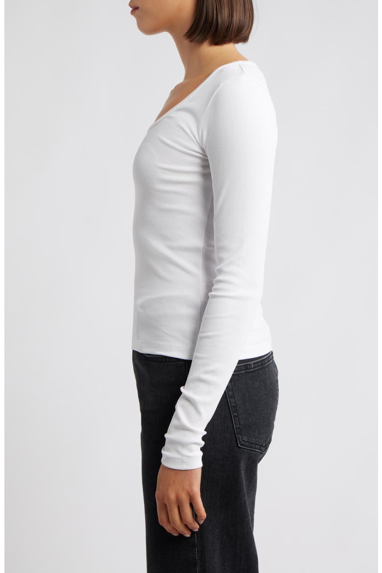 Square Neck Long Sleeve T-Shirt, Alternate, color, WHITE