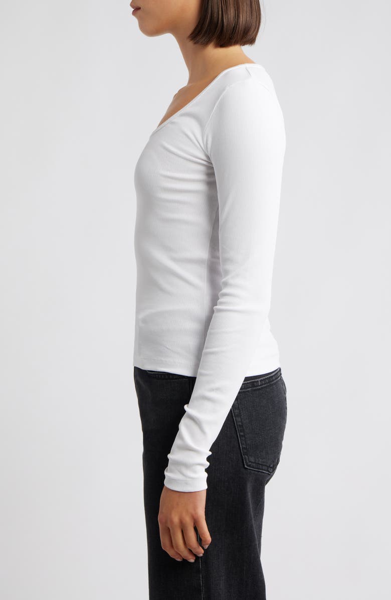 Mavi Jeans Square Neck Long Sleeve T-Shirt, Alternate, color, White