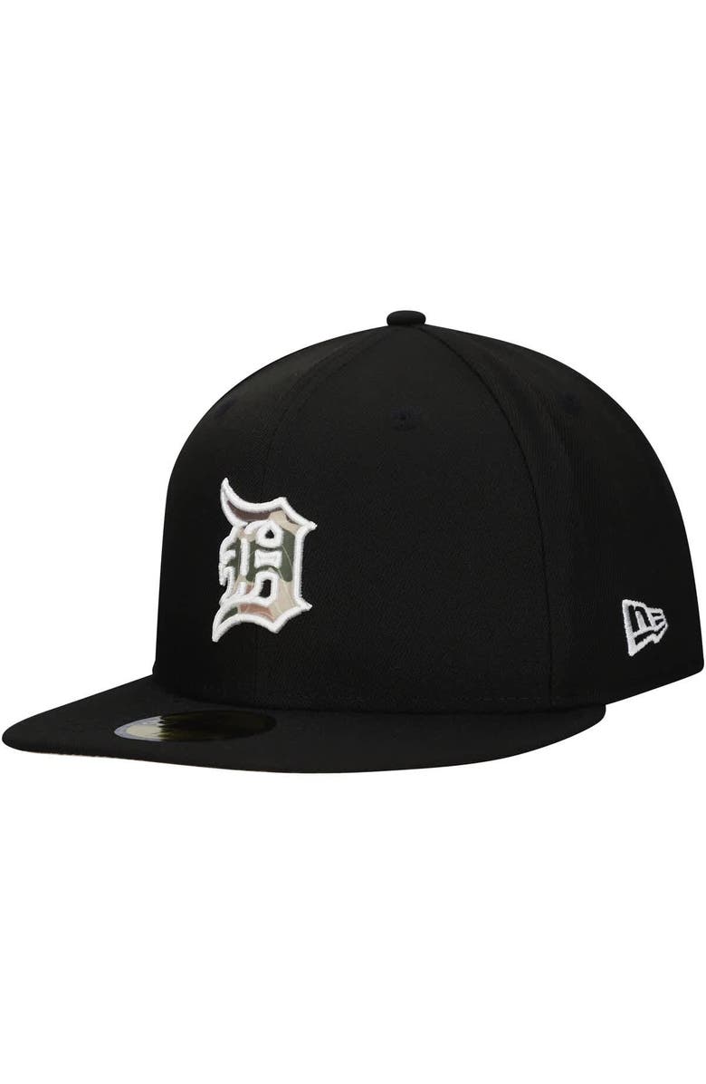 New Era Men's New Era Black Detroit Tigers Troop Chant Camo Undervisor 59FIFTY Fitted Hat, Alternate, color, Black